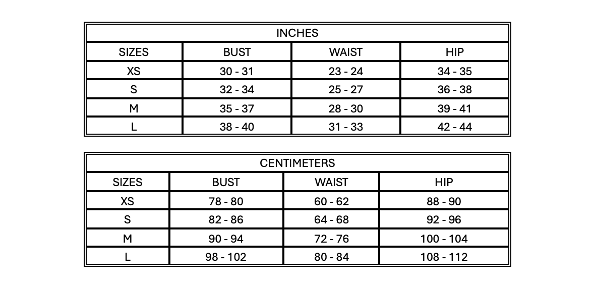 Size Chart_Macrame Outfits_All Tied Up Australia
